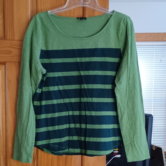 EUC! Super Cute Talbots 100% Cotton Long Sleeve Striped T-Shirt Size L - Picture 1 of 6